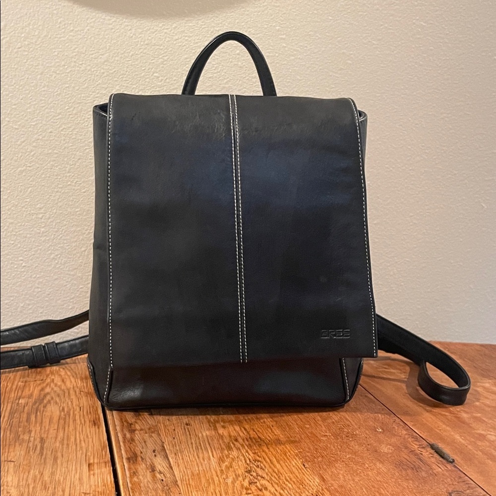 Vintage BREE Black Leather Backpack | Minimalist Designer Bag